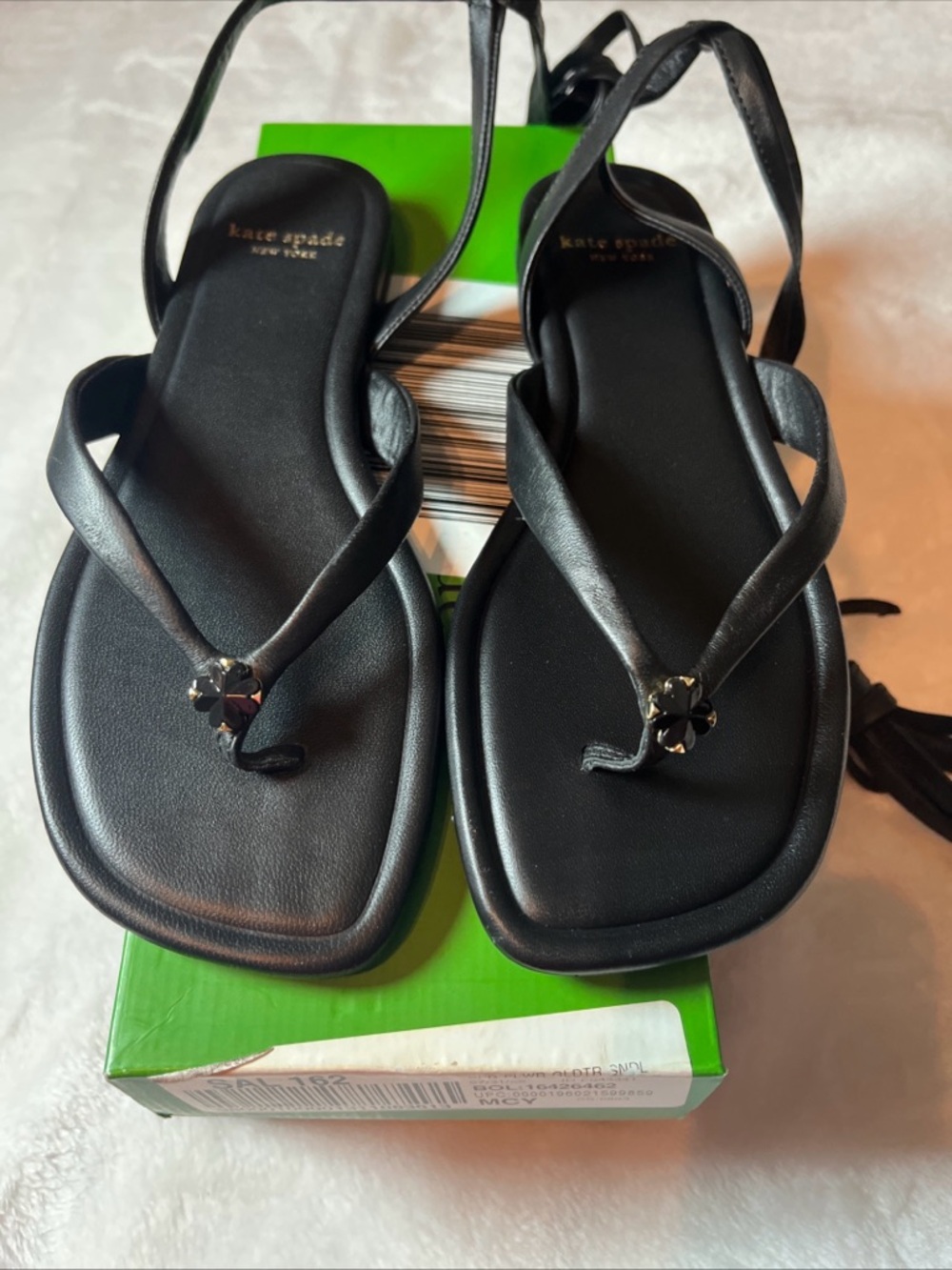 kate spade Black Lace-Up Toe-Post Sandals with Ankle Wraps size 5.5 B - Picture 6 of 7